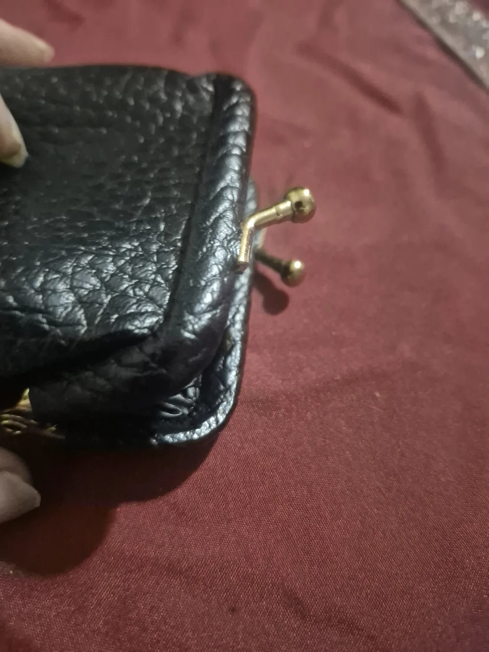 VintageBlack Pebbled Leather Coin Purse - Women Accessories